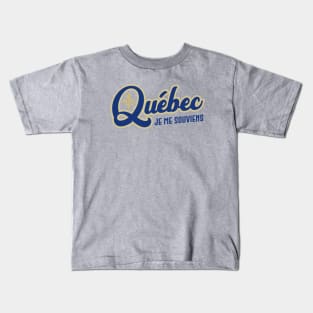 Quebec Je me souviens Canada Classic Athletic Script Blue Kids T-Shirt